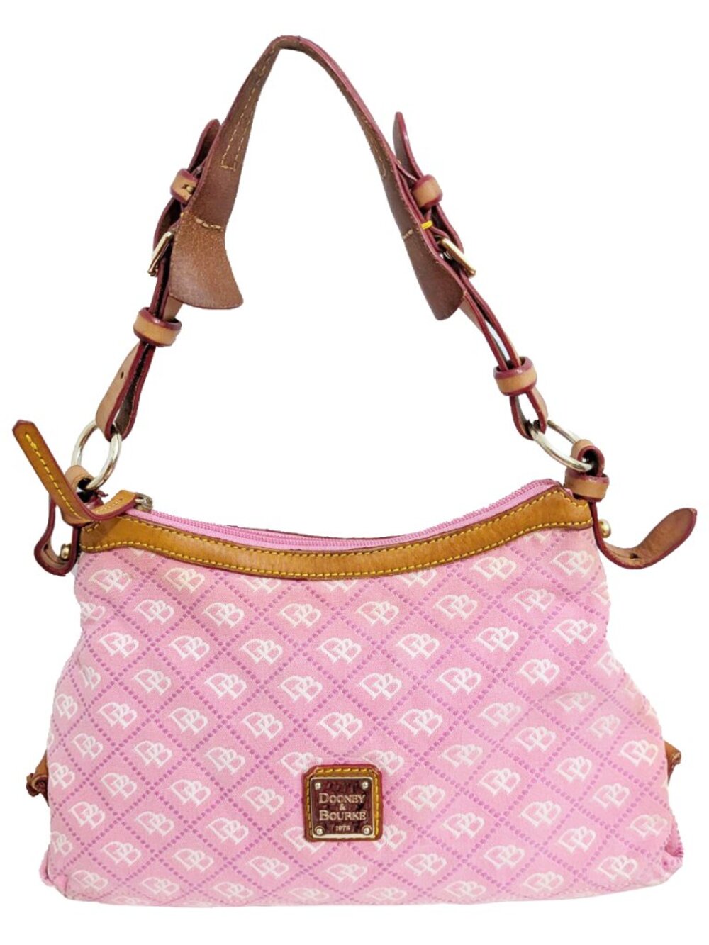 Dooney & Bourke Pink Canvas & Leather East/West Signature Monogram Bag